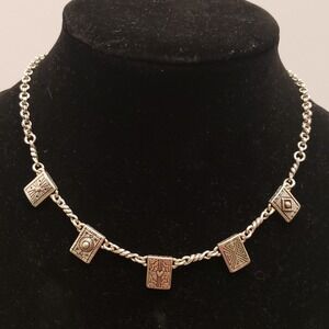 BRIGHTON‎ VINTAGE scrolled shield charm collar necklace